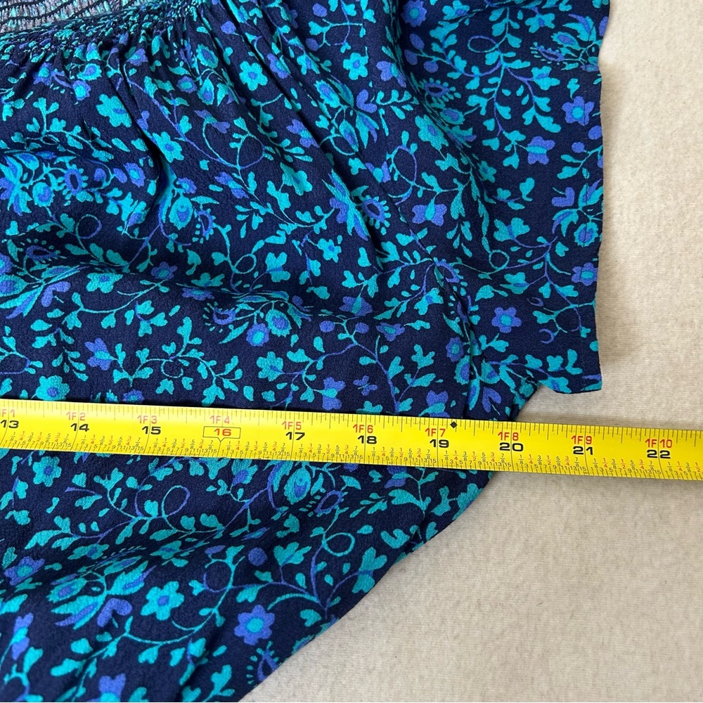 Talbots Pretty Navy Blue Multicolored Floral MIDI Short Sleeve Dress Size L - Picture 6 of 8